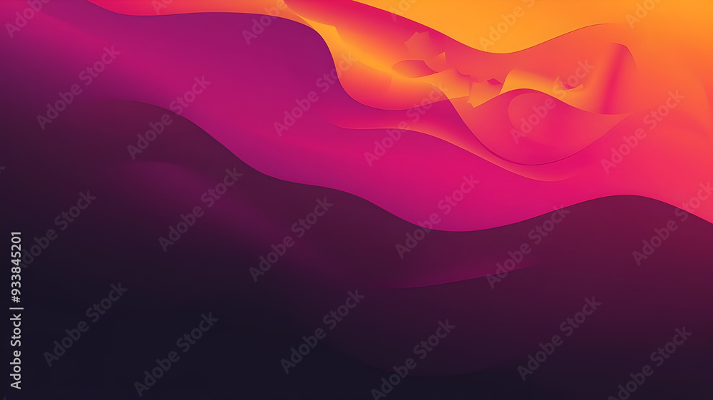 Poster abstract design featuring wavy patterns and colors in a landscape with orange