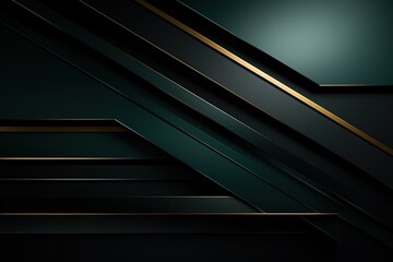 Obraz premium Abstract geometric background with dark green and gold diagonal stripes.