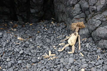 Driftwood Sculpture on Rocks