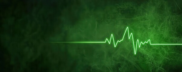 Naklejka premium Abstract green heartbeat line surrounded by light effects, natural health monitoring
