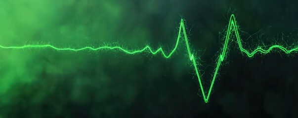 Abstract green heartbeat line surrounded by light effects, natural health monitoring