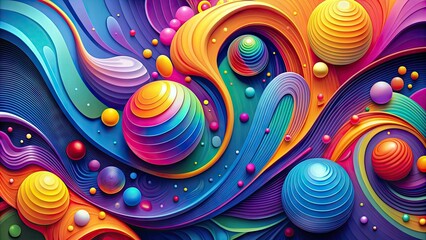 Obraz premium Vibrant colorful abstract background with geometric shapes, swirls, and splashes, ideal for advertising, branding, and digital design projects requiring innovative creativity and visual appeal.