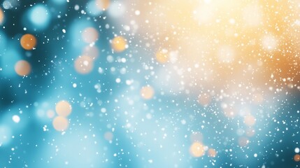 Obraz premium Abstract bokeh background with a soft blend of warm yellow and cool blue tones, perfect for festive, serene, or dreamy designs.