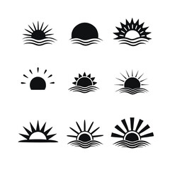 Vector sunrise logo icon set, perfect for bright and elegant design projects.