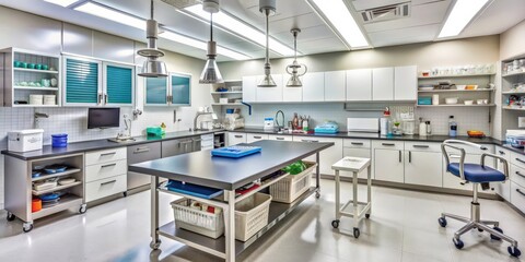 Modern and well-equipped veterinary laboratory with various medical equipment and tools, veterinary, laboratory, medical, equipment