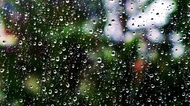 rain falling on the window surface