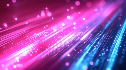 Abstract banner showing magenta indigo bright neon lines and shimmering lights Digital movement idea
