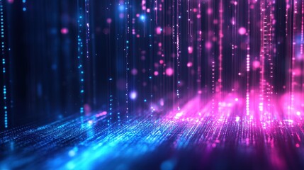 Obraz premium Abstract background presenting coral cerulean luminous neon waves and fuzzy effects Digital flow visualization