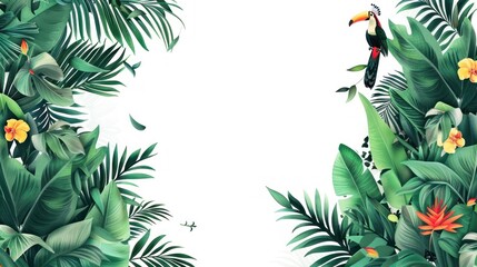 Fototapeta premium Tropical Jungle Frame With Toucan.