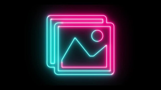 neon albums, photo , gallery, picture animation. photo frame icon animation.
