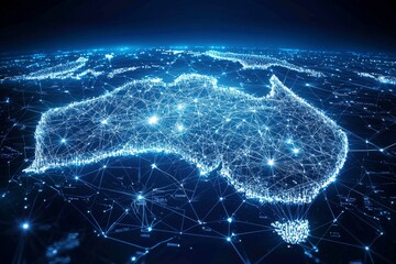 Obraz premium Digital map of australia network connectivity created with generative ai