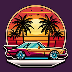 vintage car on the beach