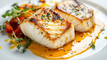 Tasty sea bass fillet with vegetables