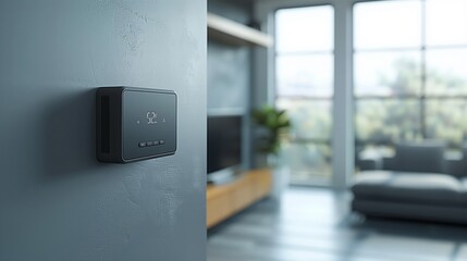 Digital smart home device on minimalistic wall