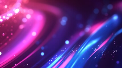 Obraz premium Abstract background with coral sapphire gleaming neon waves and twinkling effects Data flow visualization