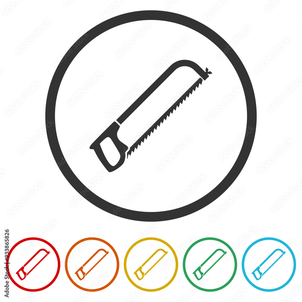 Poster saw icon. set icons in color circle buttons