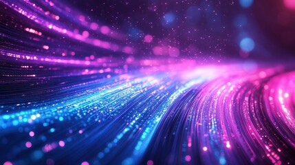 Abstract background showing rose cerulean luminous neon paths and fuzzy effects Digital flow theme