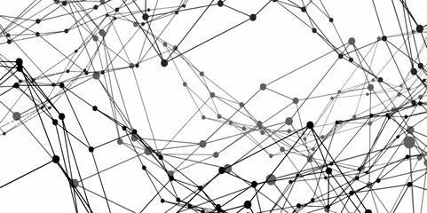 Technology abstract white digital background of points and lines. Connection science background Grey Mesh. Abstract backgrounds of molecules light gray lines digital technology concept network connect