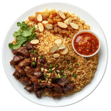 A plate of Kebuli.Arab Food  
