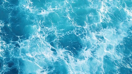 Obraz premium Clear blue water in an anime style, viewed from above, capturing the gentle movement of waves in a peaceful and immersive scene.