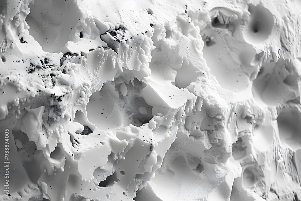 Poster abstract texture of white foam with intricate patterns and shadows