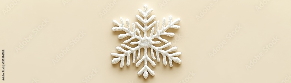 Fototapete clean and simple holiday card design with minimal text and a small, elegant snowflake in the center