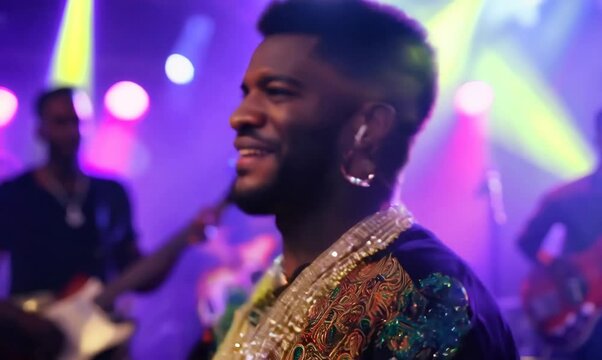 Angolan Man Dancing at Concert in Slow Motion