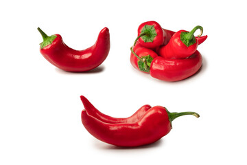 Red hot chili pepper isolated on a white background.