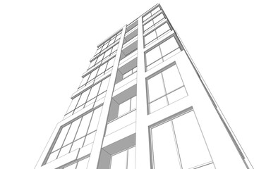 Modern office building 3d illustration