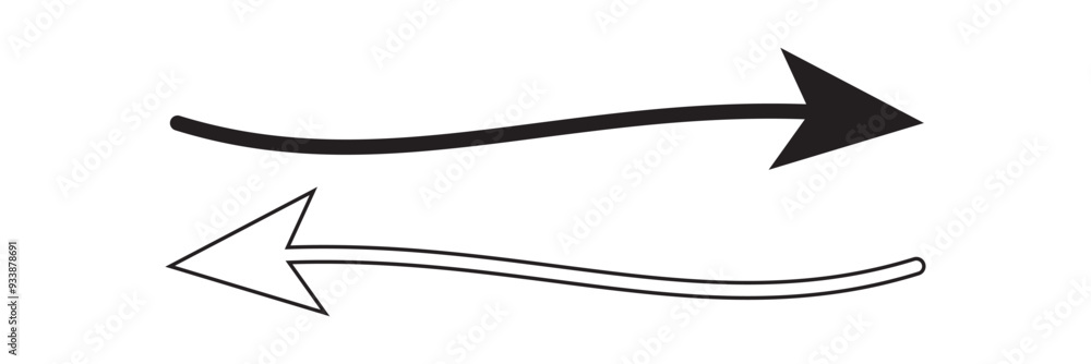 Poster long arrow line, icon vector, silhouette. long arrow vector. arrow pointing. vector set of trendy lo