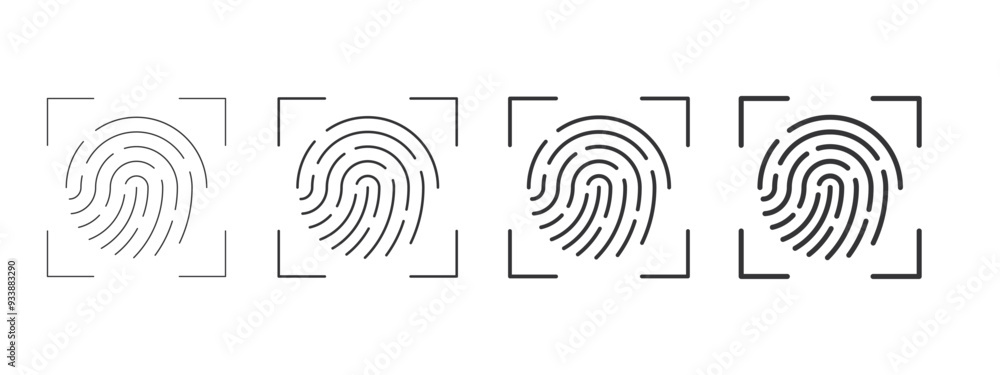 Poster Fingerprint and biometric scanner icon. Fingerprint line symbol. Personal security and Identity authentication. Line icon. Vector illustration.