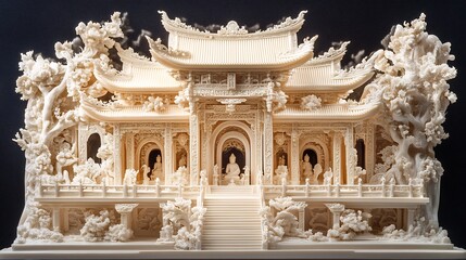 Naklejka premium Intricately Carved Ivory Temple Model