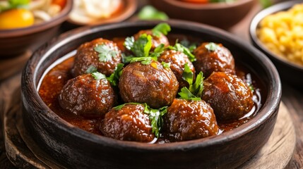 The national cuisine of Ghana: Balls with Tuo Zaafi sauce (Tuo Zaafi) is a dish made of millet, sorghum or corn popular in the cuisine of Ghana.