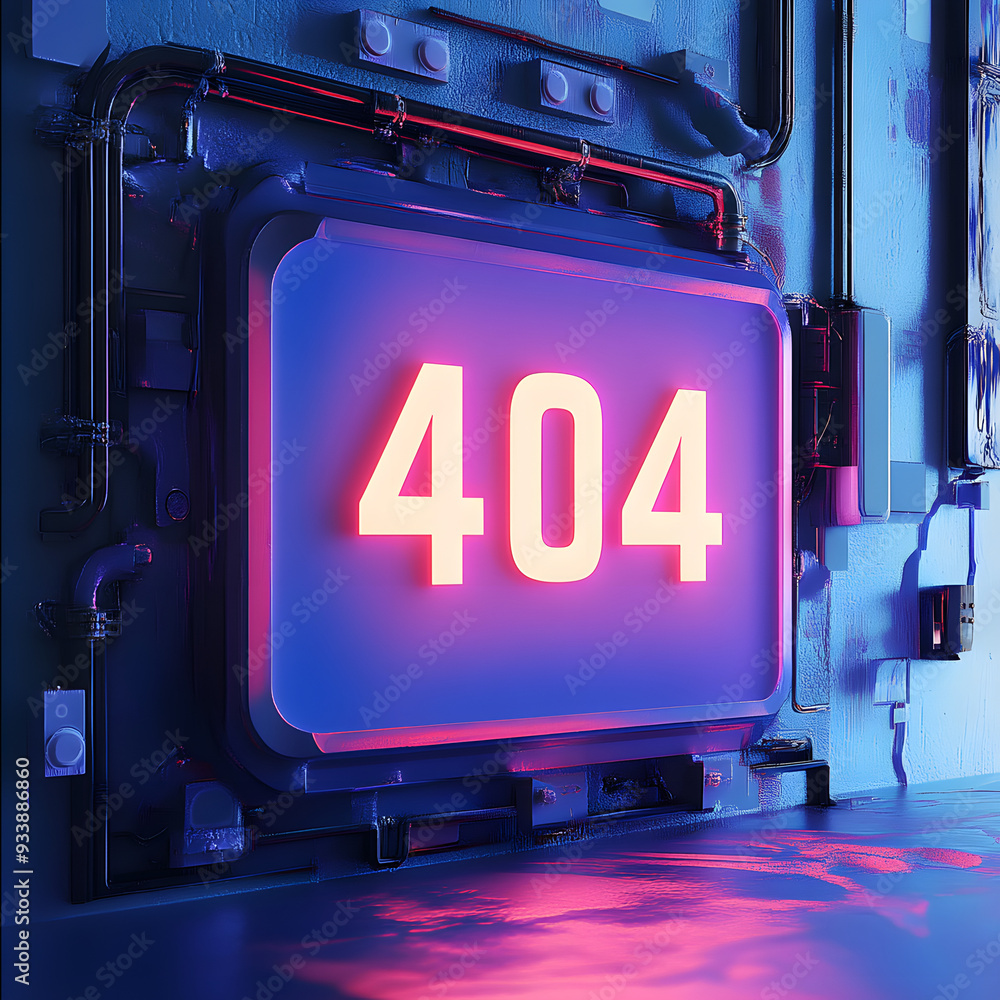 Poster 3d illustration of 404 error page, results not found error abstract