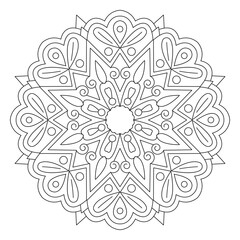 Vector abstract mandala pattern. Art on the wall, mandala design coloring book page