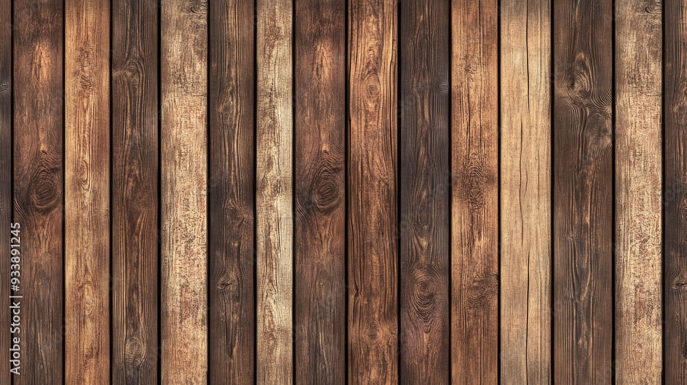 Poster rustic wood planks arranged in a repeating pattern, illustrated in an anime style, creating a charmi