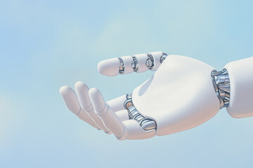 A robot hand passing an unlit cigarette to the human's open palm, oil painting