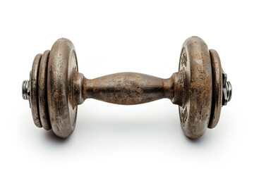 Fototapeta premium dumbbells amidst exercise equipment for weight training isolated on white background