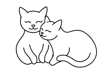 An Illustration of cats cuddling each other Line art vector illustration