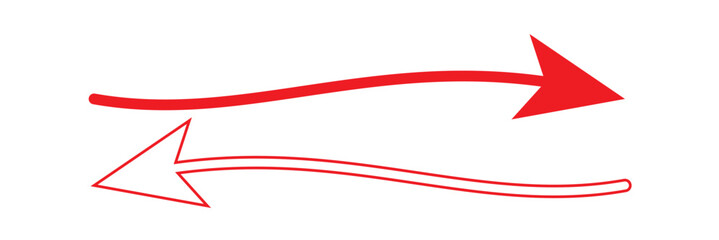 A straight, long, red arrow isolated on a transparent background