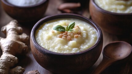 National cuisine of Ghana: Fula puree of milk, ginger and sugar.