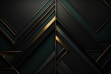 Obraz premium Abstract geometric background with gold and black elements.