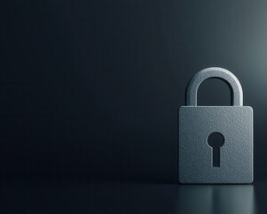Fototapeta premium Holographic cyber lock, secure data streams, dark background, digital protection shield