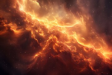 Fototapeta premium Stunning Cosmic Nebula with Fiery Orange and Yellow Hues