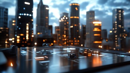 Naklejka premium 41 Smart AI society, digital cityscape, advanced technology, futuristic design