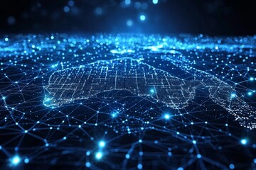 Obraz premium Digital map of australia network connectivity created with generative ai