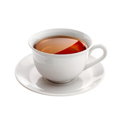 Highly realistic advertising photo of a cup of tea isolated on transparent background