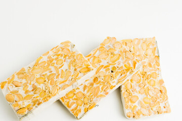 piece of tempeh cube isolated on white background