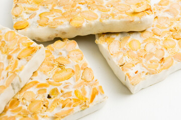 piece of tempeh cube isolated on white background