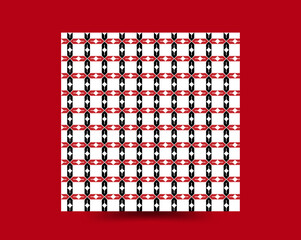 Red & black  pattern on a white background